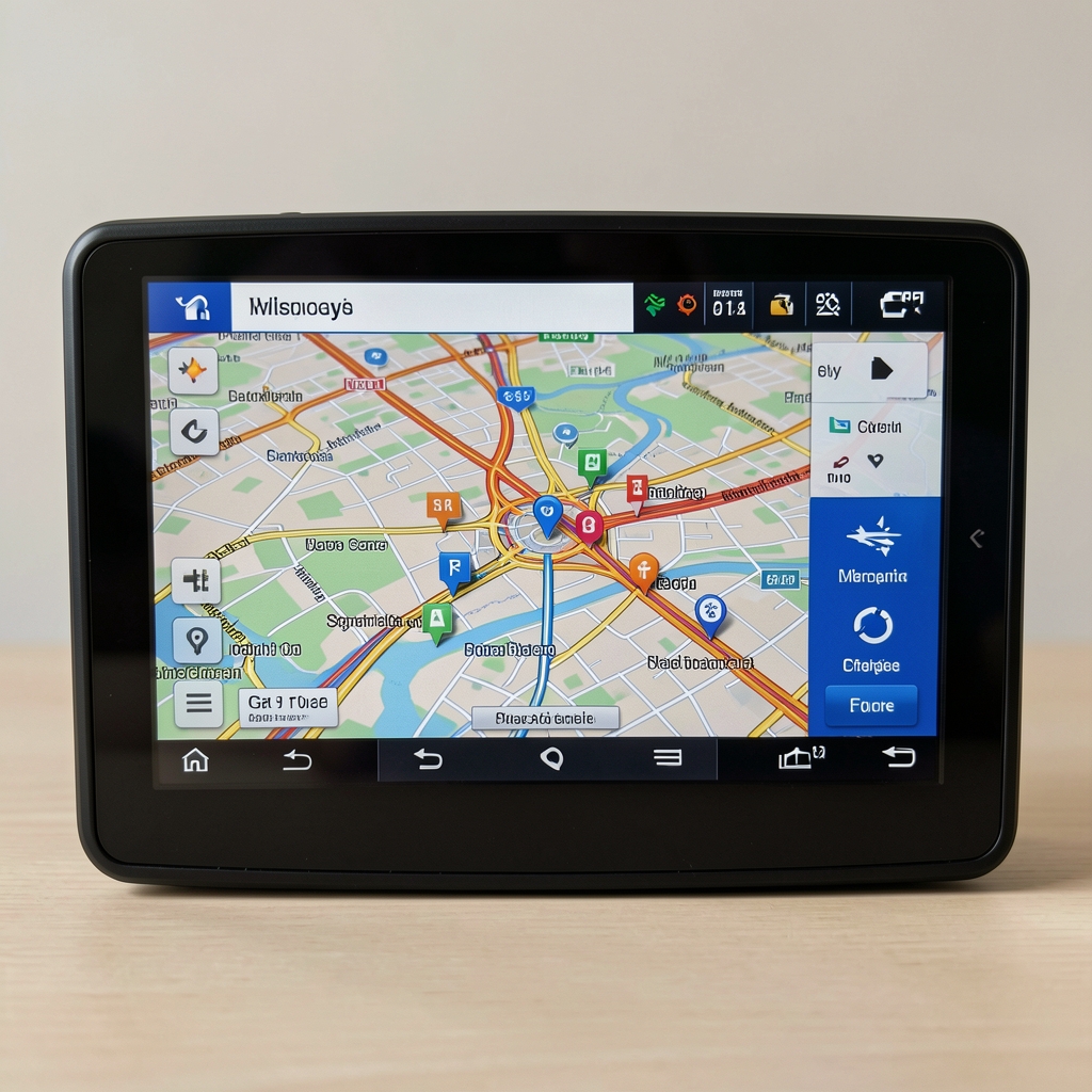GPS navigasyon cihazları teknik karşılaştırma ve harita arayüzü görüntüsü