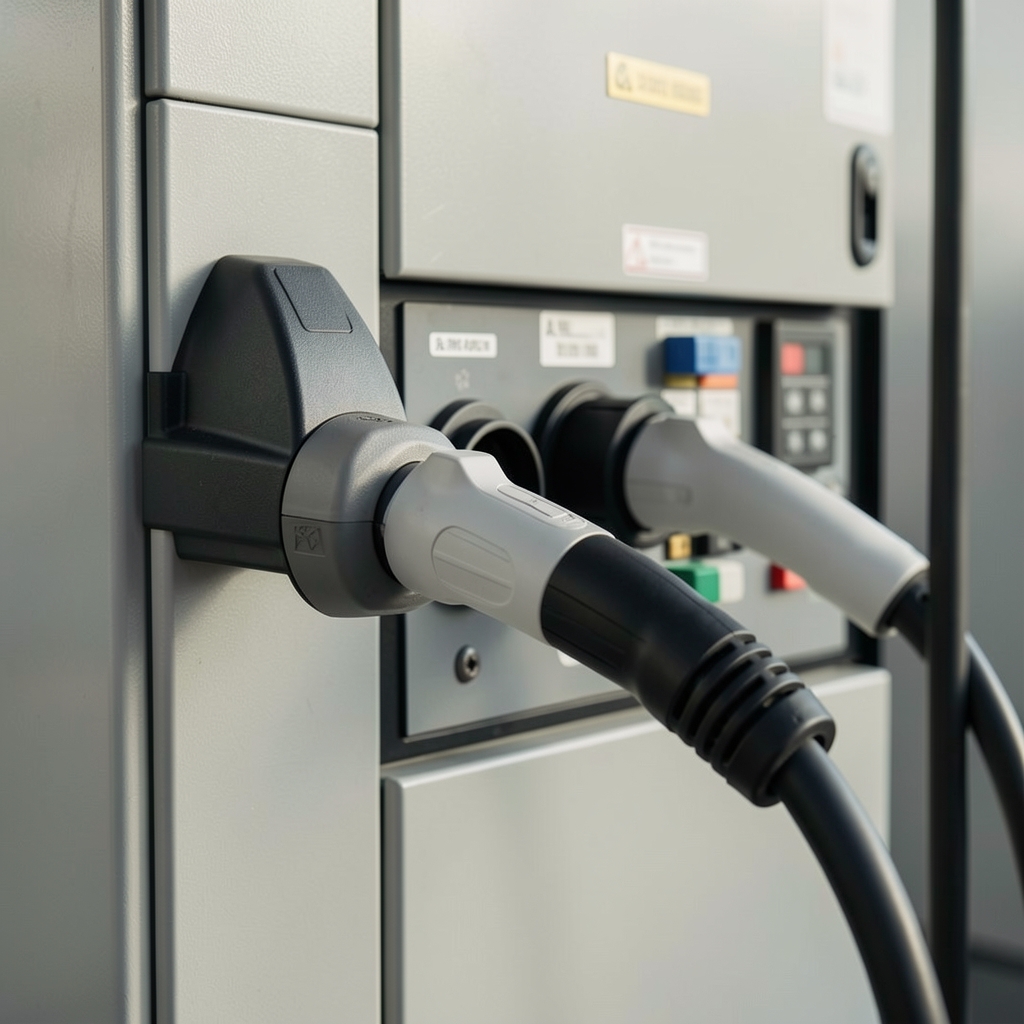 Enerji istasyonu bağlantı noktaları ve şarj girişleri yakın çekim