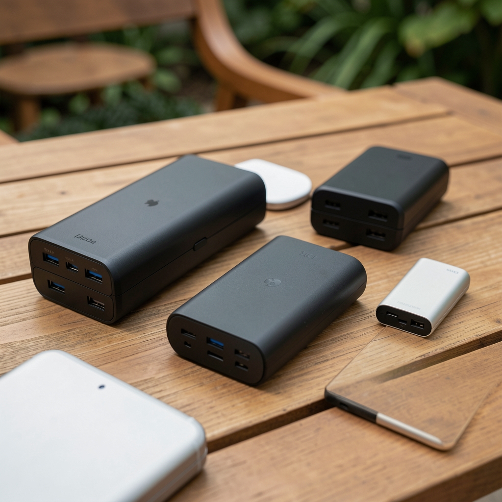 Farklı kapasitelerde outdoor powerbank cihazları karşılaştırma düzeni